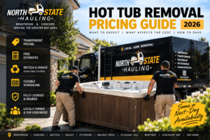 North State Hauling crew removing a hot tub for a 2026 Bay Area hot tub removal pricing guide.